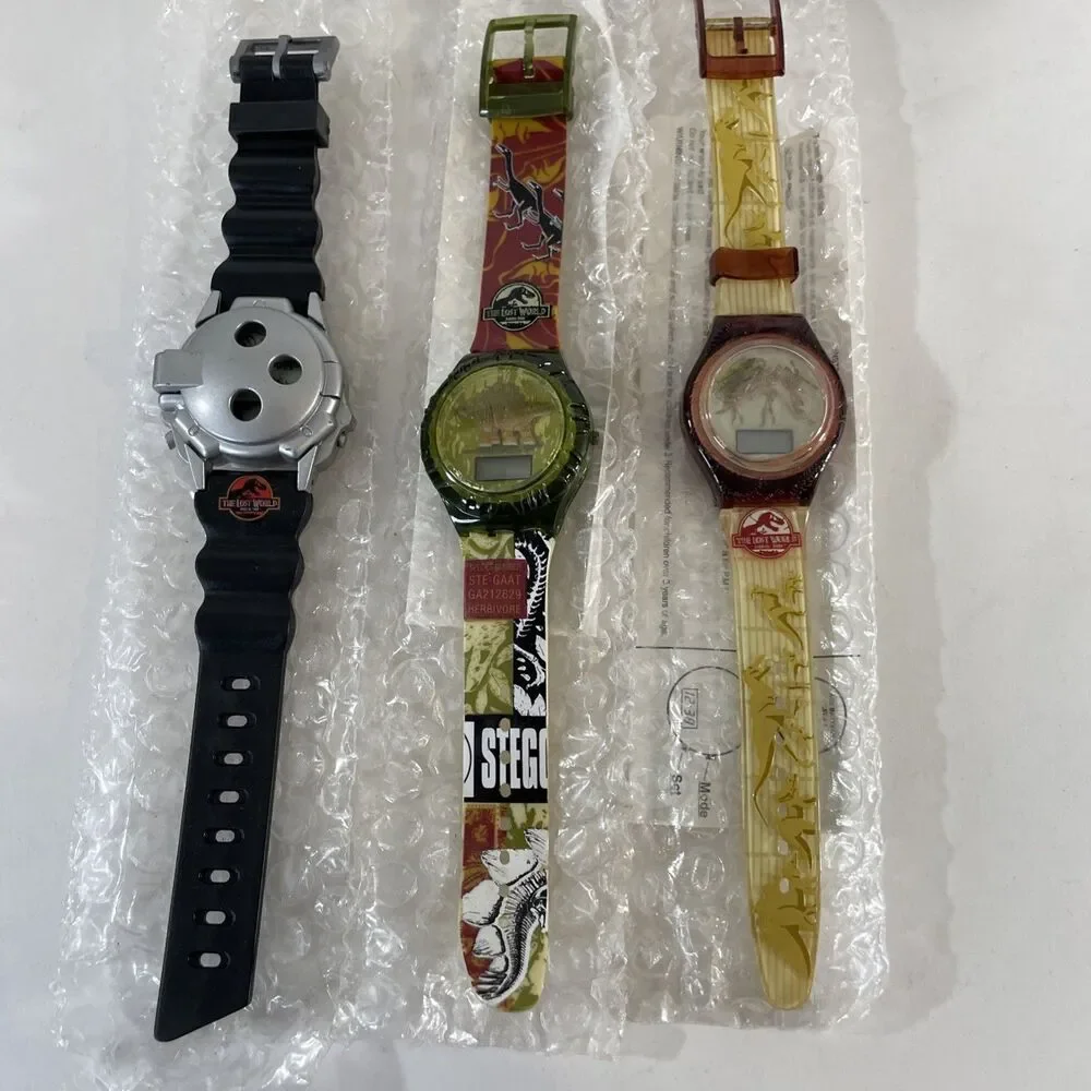 3pc Lot Lost World Jurassic Park Burger King Vtg Watch Collection Stego Techno